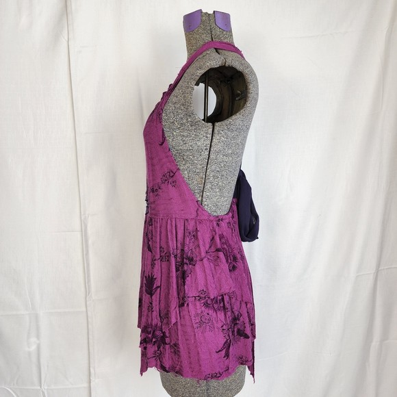 Purple Floral Women's Halter Top - Picture 2 of 9